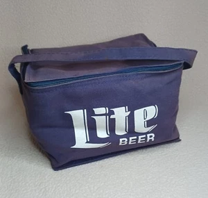 Vintage Planters Nuts & Lite Beer Fabric Soft Shell Cooler Zip Lunchbox Purple - Picture 1 of 17