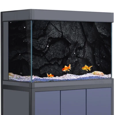 Aquarium Background Sticker, Black Rock Stone Wall Fish Tank Decorations Poster - Image 1 of 4