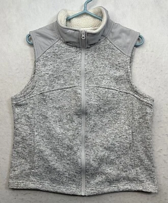 Faded Glory girl Junior Vest Zip Sherpa Collar size XL (16-18) Knit Soft Silver - Image 1 of 4