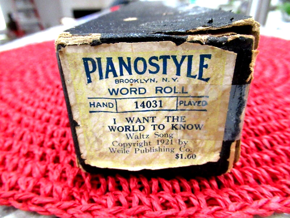 Rollo de piano estilo piano palabra 14031 quiero que el mundo conozca 1921 Weile Pub. 75 10. Foto 1 de 4