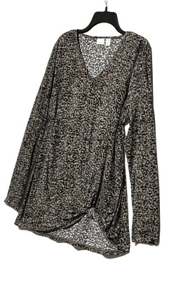 Pullover Westbound Talla XL Marrón Negro Manga Larga Anudado Frontal Cuello en V Elastizado Foto 1 de 4