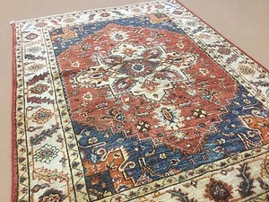 Alfombra oriental Oushak de lana anudada a mano beige óxido de 3,3" X 4,4" - Imagen 1 de 12