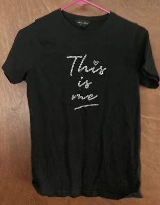 NEW LOOK Black T-shirt with Rhinestones " This Is Me "Tee T-Shirt - Image 1 of 4
