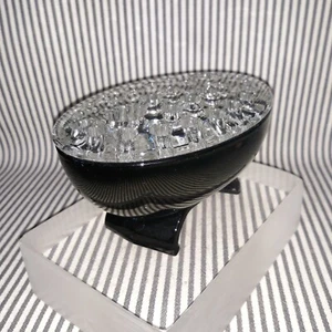 RARE VTG NEW MARTINSVILLE VIKING GLASS BLACK OVAL VASE BOWL CANDLE FLOWER FROG - Picture 1 of 8