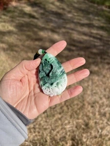 Großer grüner 100 % natürlicher Jadeit Jade Adler Anhänger Klasse A B281 2 - Bild 1 von 12