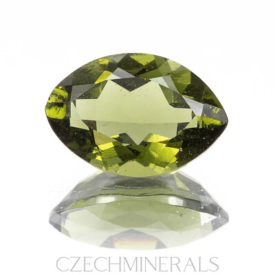2.45ct MOLDAVITE tektite faceted loose gem MARQUISE 12x8MM #CM691 - Image 1 of 4