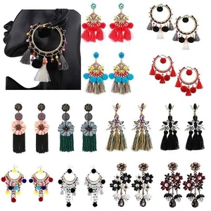 Orecchini bohemien donna pendenti boho moda frangia nappa gioielli borchia orecchio lungo - Foto 1 di 40