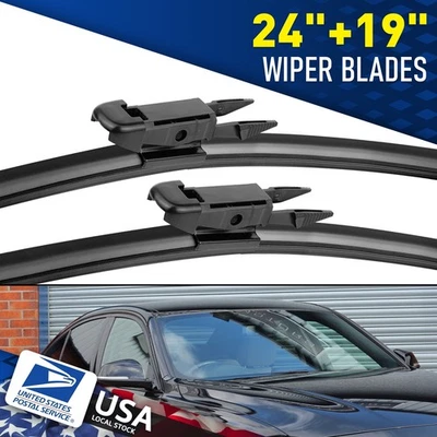 NEW Black Premium Windshield Wiper Blades 24"19"For BMW 328i xDrive 2010-2016 - Imagem 1 de 4