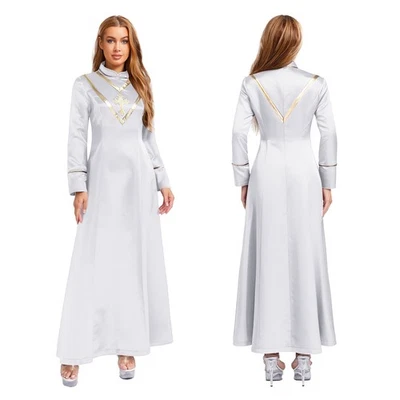 Mujeres Sacerdote Clérigo Sotanas Ropa de club nocturno Bata Monos de escenario Clero Vestido Iglesia Foto 1 de 3