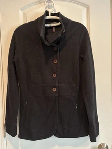 Ibex Reese Merino Wool Sweater Jacket Black Layer Women’s Sz Large USA - Picture 1 of 5