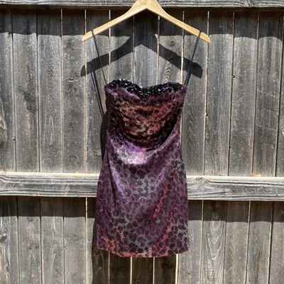 Flirt By Maggie Sottero Metallic Sequin Cocktail Party Mini Dress size 0 cheetah - Image 1 of 4