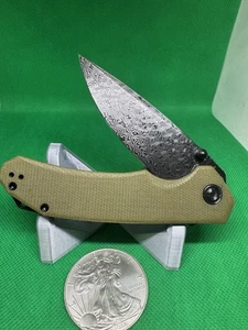 Damascus Civivi Folding Pocket Knife Olive EDC Dual Stud Flipper - Picture 1 of 19