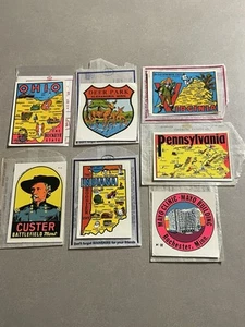 7 Vtg Lindgren State Decals Impko Luggage Travel Custer Mayo Clinic Deer Park - Picture 1 of 6