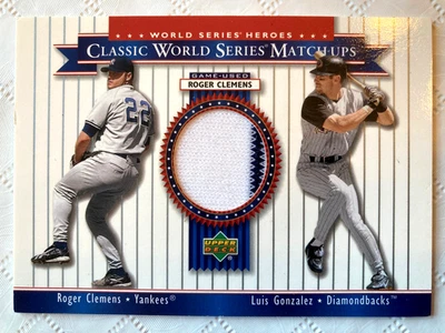 2002 UD WS Heroes Classic Match-Ups Jersey Roger Clemens Luis Gonzalez Yankees - Image 1 of 2