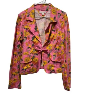 Tommy Jeans Vintage Y2K Pink Floral Artsy Denim Blazer Jacke Gr. XL - Bild 1 von 9