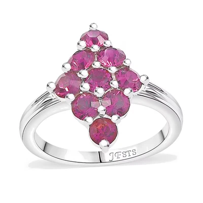 Anillo J Francis Platinum Bond Swarovski Foilback Amatista Acero Inoxidable Talla 7 Foto 1 de 4