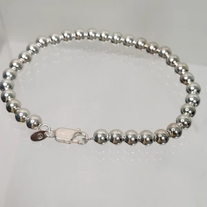 New JTV Sterling Silver 925 Italy 6mm Polished Bead Link Bracelet 8" Fine 11.2g - Picture 1 of 10