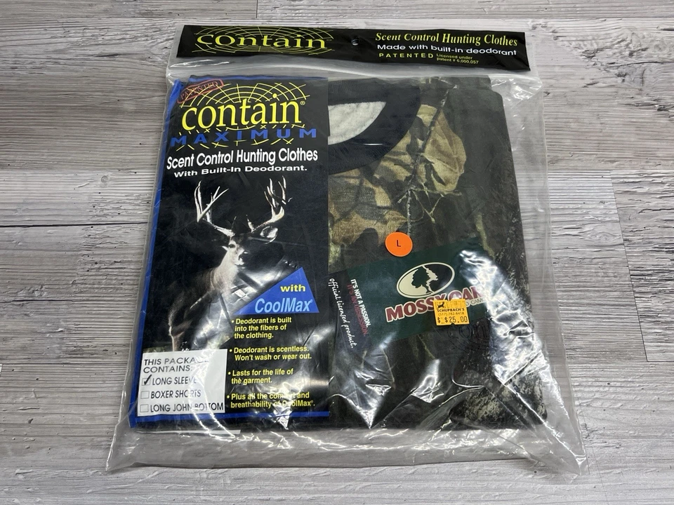Contain Hunting Shirt Coolmax Camo Long Sleeve Size L NIP Built in Deodorant #1 - Image 1 of 4
