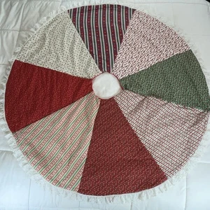 Vintage Handarbeit doppelseitig gesteppt Weihnachtsbaum Rock Spitzenborte 54" rund - Bild 1 von 13
