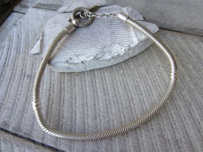 PANDORA MOMENTS T BAR STERLING SILVER SNAKE CHAIN Charm BRACELET  - Image 1 of 4