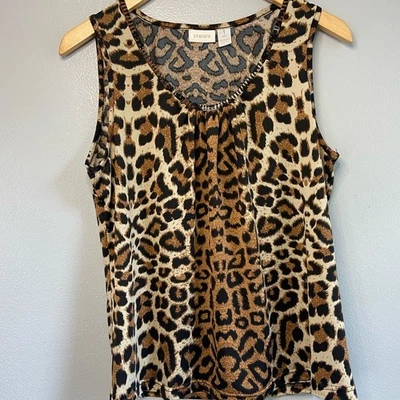 Camiseta sin mangas con estampado de leopardo Chico's Foto 1 de 3