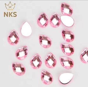 25 x NKS® pink Glue on Flat Back Teardrop Crystals, Pear Shape Rhinestone, 13x18 - Picture 1 of 2