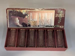 Set bicchieri highball Palace Royal Crystal Rock RCR bordati oro x6 in scatola - Foto 1 di 11
