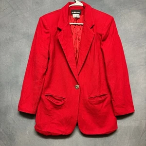 Vintage Sag Harbor 100% Wool Blazer Womens Size 10 Decorative Button Grandma - Picture 1 of 10