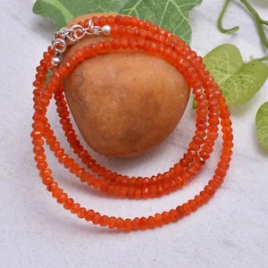 Carnelian beaded necklace, Orange stone necklace, Carnelian necklace Jewelry - Picture 1 of 4