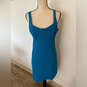Zara bright blue bodycon mini dress bustier corset style SZ L NWT - Bild 1 von 4