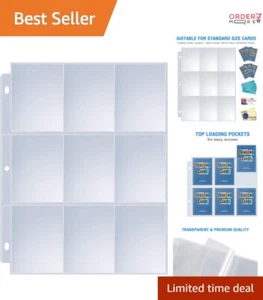 Transparent 9 Pocket Card Pages - 120 Pack for Standard Game & Trading Cards - Picture 1 of 9
