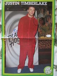Mini póster desplegable vintage autografiado autógrafo firmado por Justin Timberlake (JSA) - Imagen 1 de 1