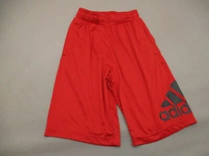ADIDAS Size S Boys Red Stretch Waist Drawstring Athletic Running Shorts 670 - Picture 1 of 9