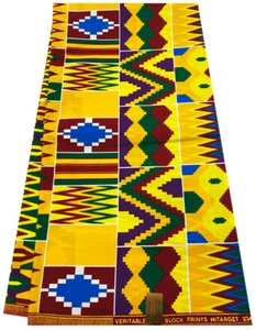 Estampado de cera africana Ankara diseño exclusivo de Kente, 100% algodón, se vende por 6 yardas - Imagen 1 de 2