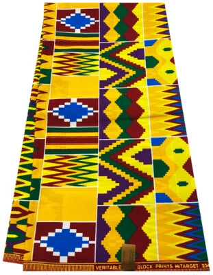 Estampado de cera africana de Ankara de diseño exclusivo de Kente, 100 % algodón, se vende por 6 yardas Foto 1 de 2