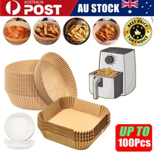 50/100 Pcs Air Fryer Disposable Paper Liner Non-Stick Pan Parchment Baking NEW - Picture 1 of 39