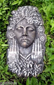 Green lady face mold concrete plastic plaster mould 20" x 10" x up to 2" thick - Picture 1 of 3