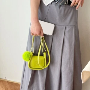 Women PU Leather Messenger Bag Candy Color Shoulder Bag Plush Balls Crossbody - Picture 1 of 13