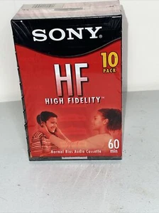 Sony HF 60 Minute Blank Audio Cassette Tapes 10 Pack New Sealed Package - Picture 1 of 4