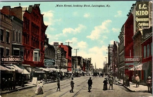 LEXINGTON, KENTUCKY - BELEBTE HAUPTSTRASSE MIT BLICK NACH WESTEN - DROGENHOTEL - ALTE POSTKARTE - Bild 1 von 2