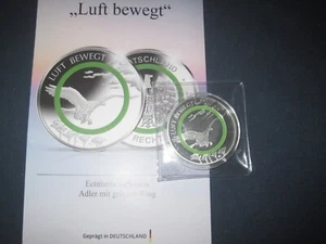 BRD Medaille "Luft Bewegt" Adler mit grünem Ring Zertifikat - Bild 1 von 2
