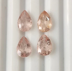 Natural Peach Morganite 9X6 mm Pear Faceted Untreated Calibrated Stone 4 Pieces - Picture 1 of 5