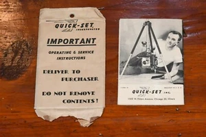 Original Quick-Set Tripod Owners Manual Instructions Guide Vintage - Picture 1 of 6