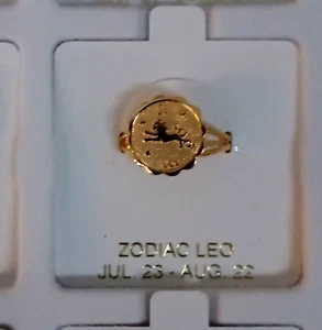 Vintage Leo der Löwe 7/23-8/22 Tierkreisring verstellbar Gr. 5-6.5 1980er Jahre Neu aus altem Lagerbestand - Bild 1 von 9