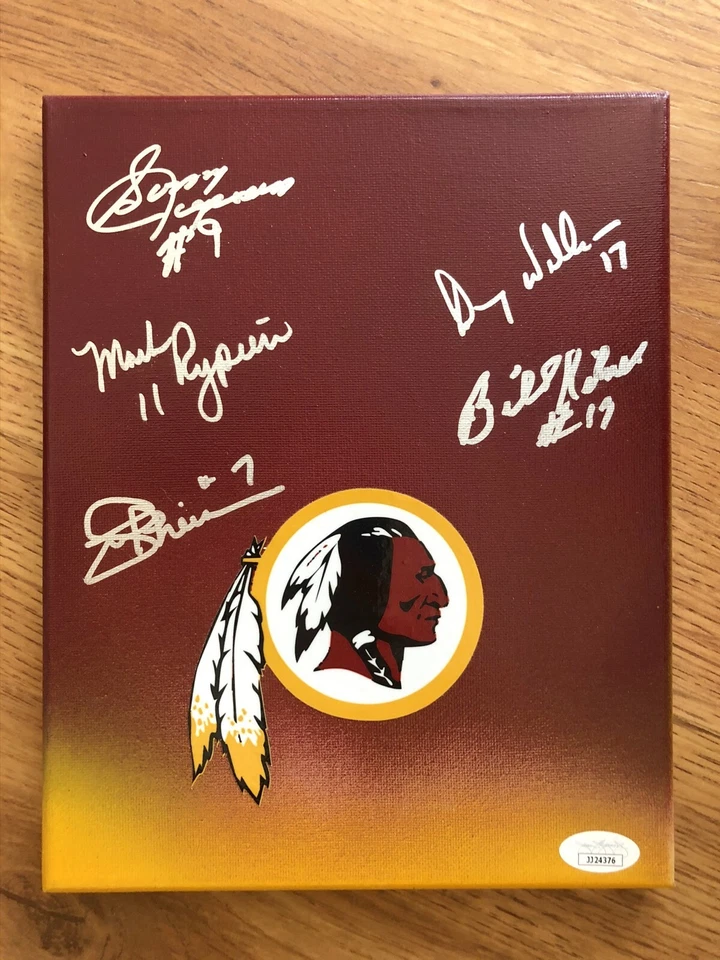 Lienzo firmado por Jurgensen Kilmer Rypien Theismann Doug Williams Redskins 8x10 JSA Foto 1 de 1