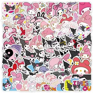 ADESIVI HELLO KITTY (100 pezzi) colorati rosa fustellato carino Sanrio cartone animato decalcomania - Foto 1 di 8