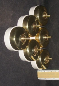 VINTAGE BRASS AND CERAMIC 1 WAY ELECTRIC SWITCH BUTTON SET OF 6 WORKING DECOR # - Picture 1 of 7