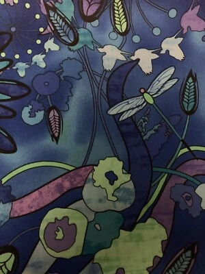 Molas Creative Products Group 2010 CP29163 Tecido Libélula Pássaro Flores 2 YDS - Imagem 1 de 4