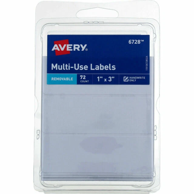 Avery Removable Writable Rectangular Label - White, Pack of 72