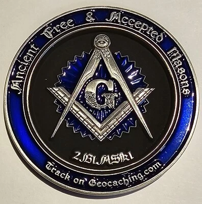 Masonic Master Mason Antique Silver GeoCoin - Trackable Un-Activated - Image 1 of 2